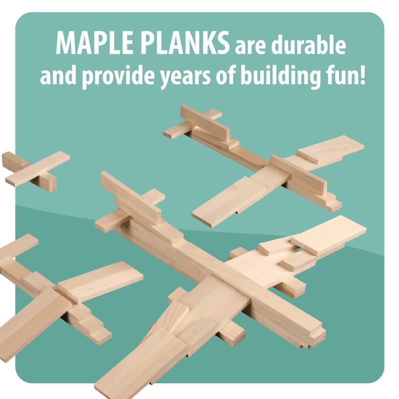 MindWare KEVA Maple 200 Plank Wooden Building Blocks Set - Free-Form 3D Structure Building Set for Kids - Image 5
